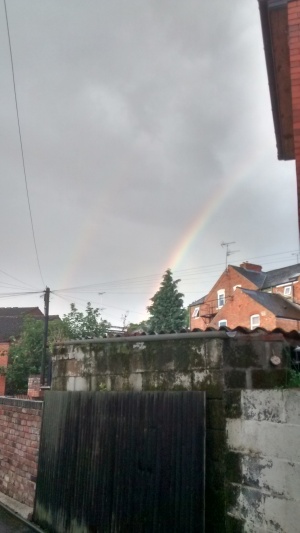 Faint double rainbow in Derby, 2017